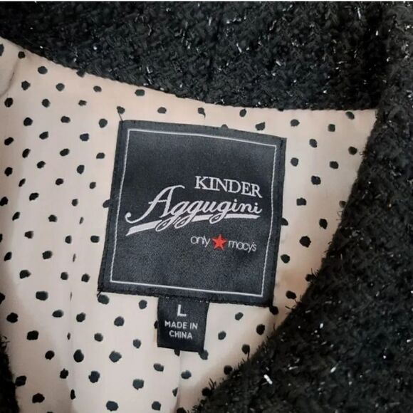 Kinder Aggugini Retro Iridescent Tweed Button Down Black Blazer Jacket Size L - Picture 6 of 10